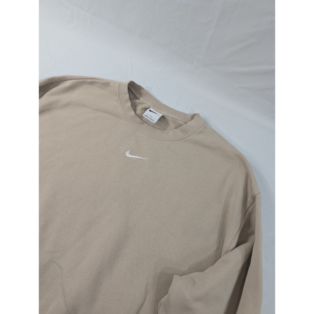 NIKE WOMEN'S CROPPED CREW NECK SWEATSHIRT‎ CENTER CHECK BEIGE SIZE 1X BIG WIDE